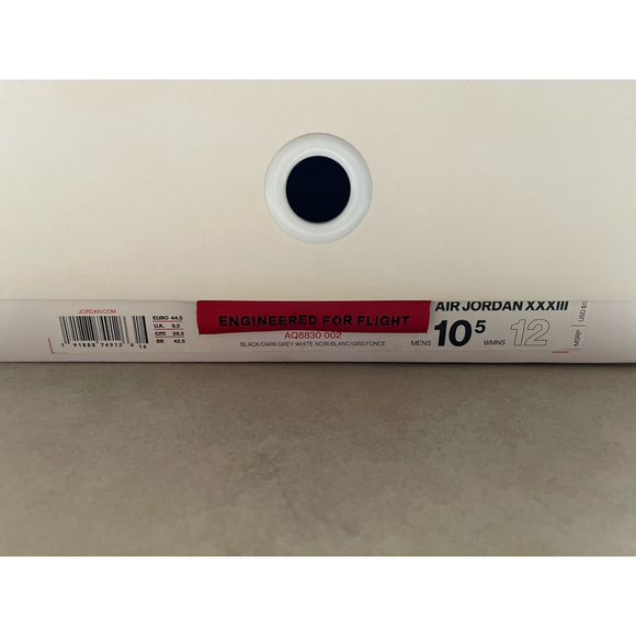 Men's Air Jordan XXXIII Basketball Shoes Size 10.5 Black/Grey - Picture 4 of 5